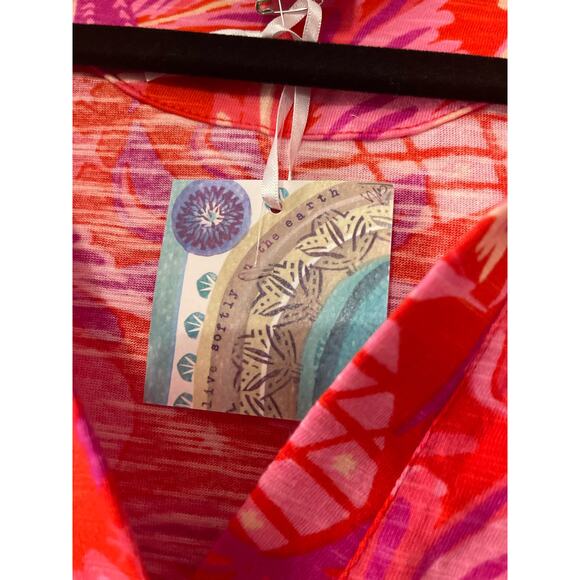 Sigrid Olsen Floral Print Pink Red Sleeveless Cotton V Neck NWT Women Small Top - Picture 5 of 7